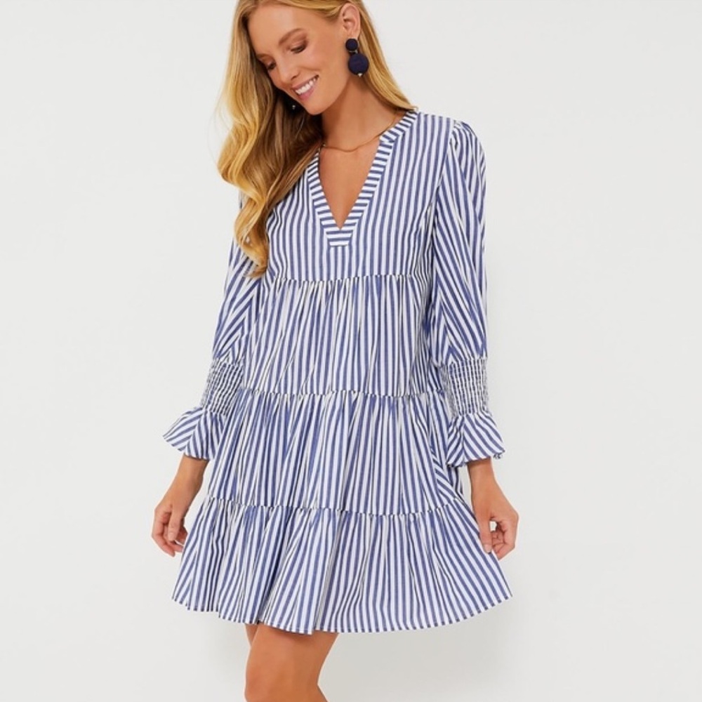 Tuckernuck POMANDER PLACE Blue and White Stripe Cotton Poplin Kenzo Dress S